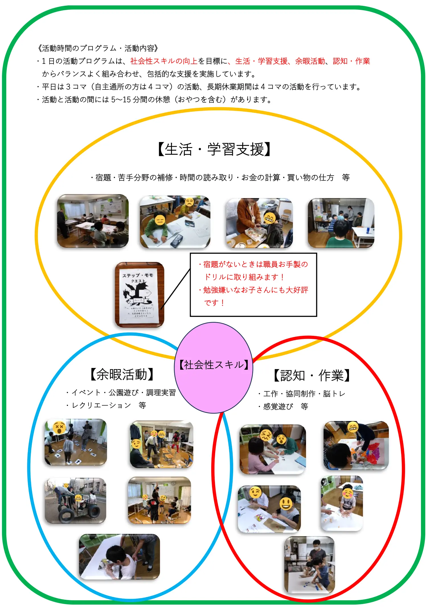 放課後等デイサービス ステップ・モモ 活動内容